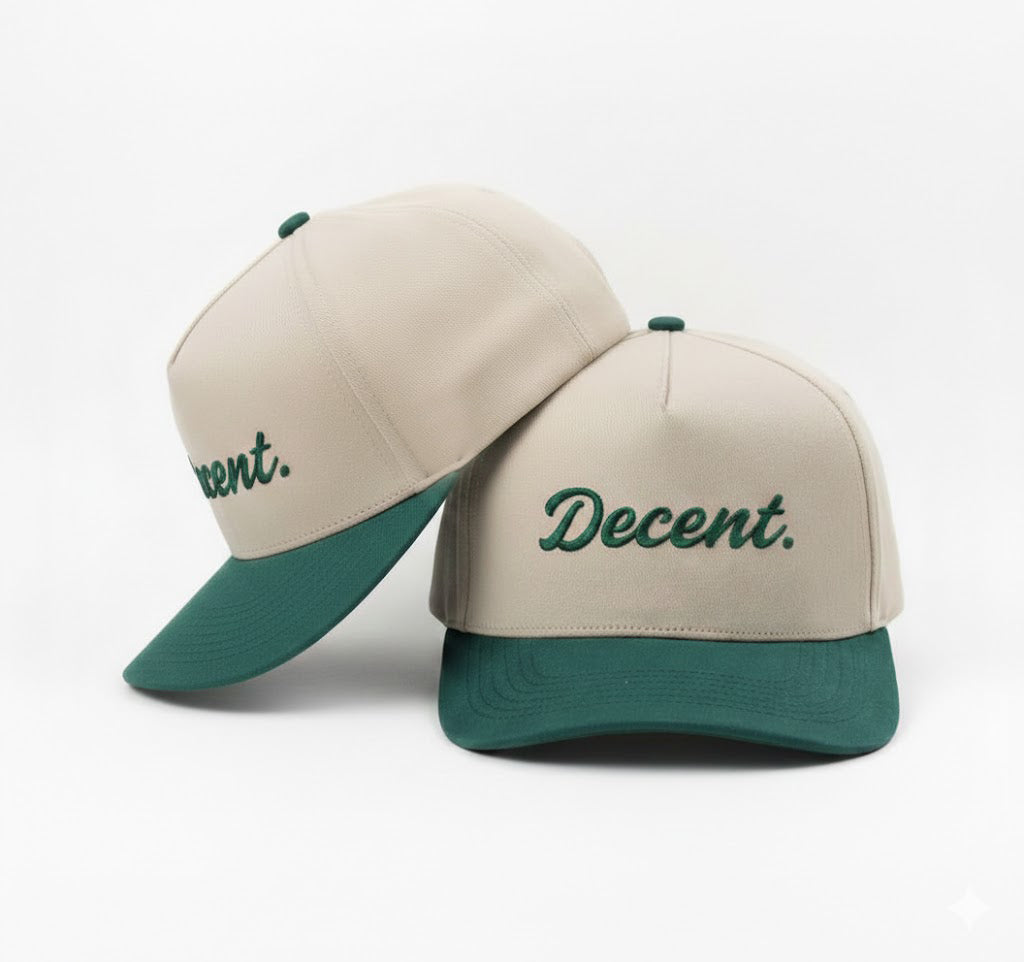 "Decent." Golf Hat (Green/Tan)