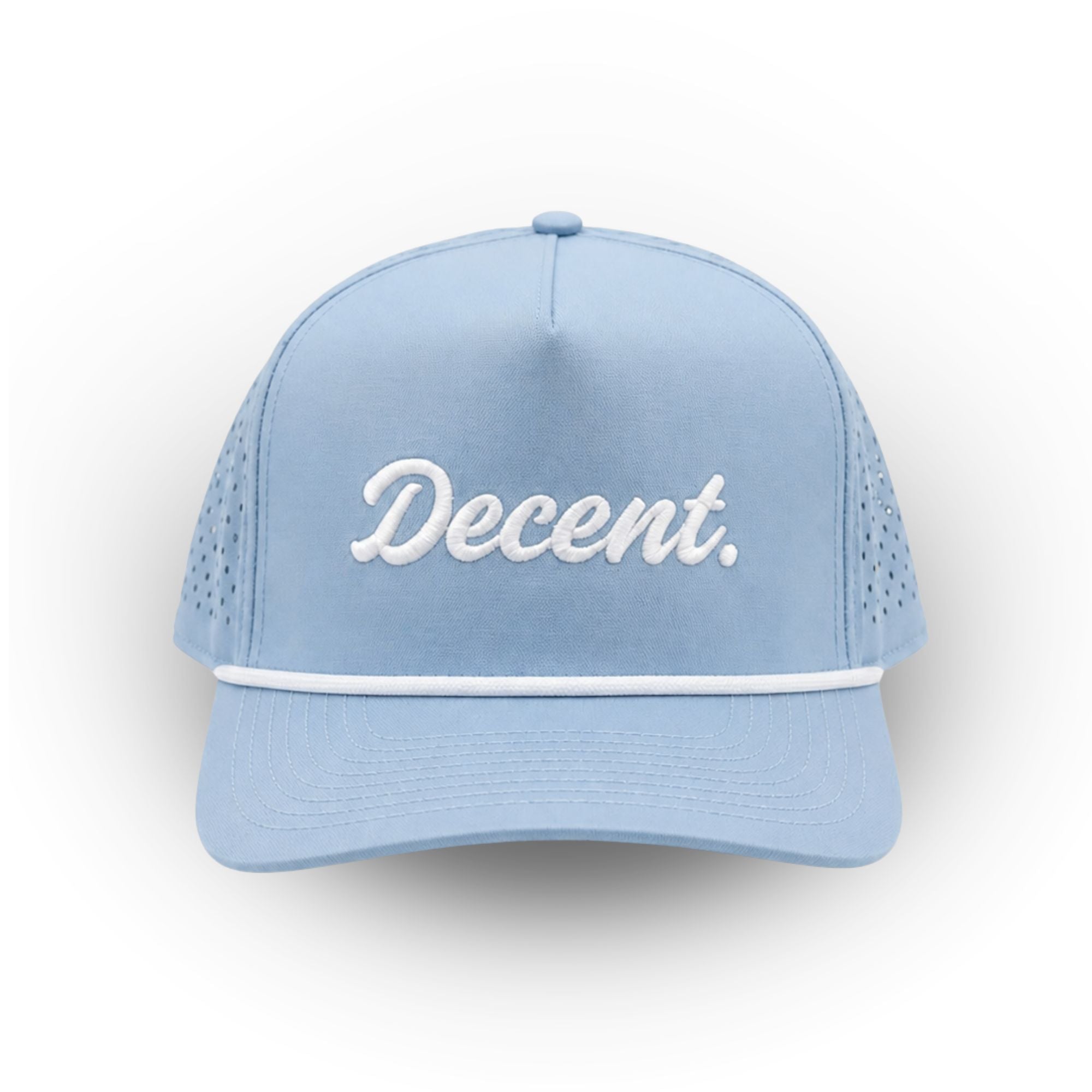 "Decent." Golf Hat (Baby Blue with Rope)