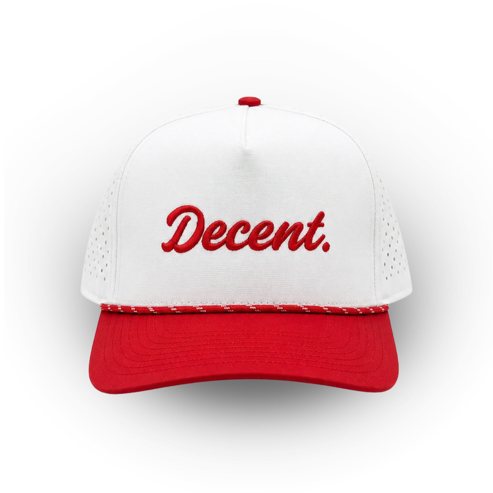 "Decent." Golf Hat (Red/White with Rope)